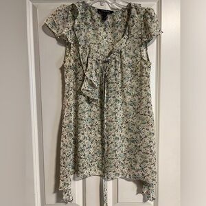 Like-new Capped Sleeve Floral Boho Blouse